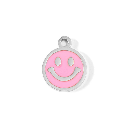 Pink Smiley Face Charm - Happy Vibes Jewelry | Peace & Petals