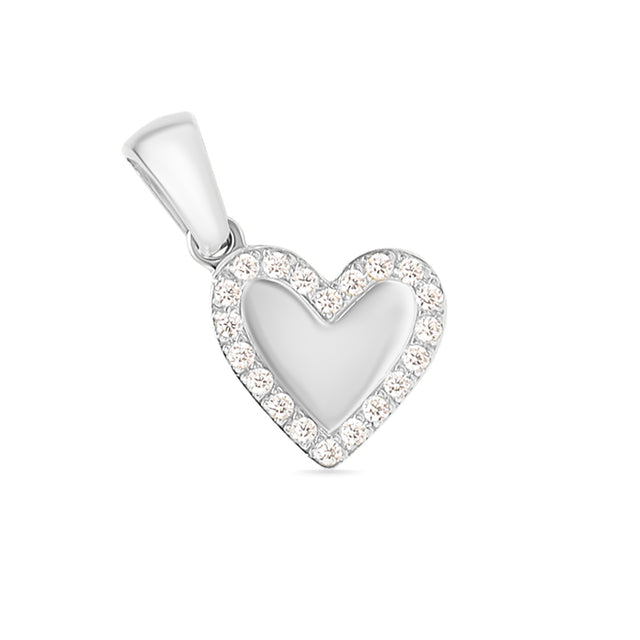 Personalized Heart Charm with CZ | Custom Engraved Pendant