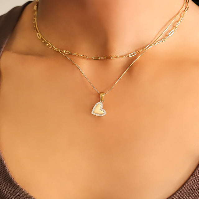 Personalized Heart Charm with CZ | Custom Engraved Pendant