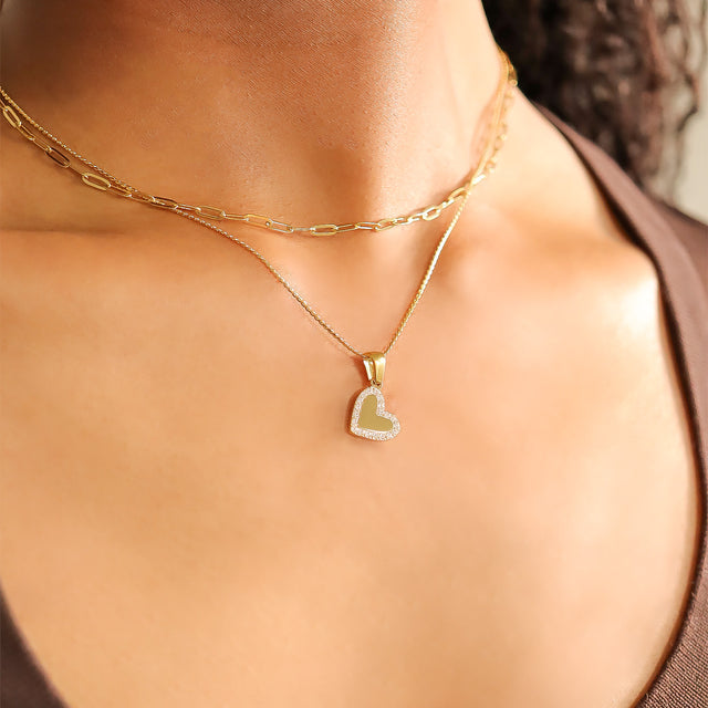 Personalized Heart Charm with CZ | Custom Engraved Pendant