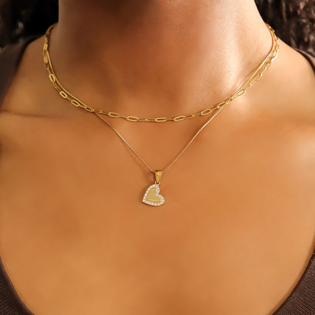 Personalized Heart Charm with CZ | Custom Engraved Pendant