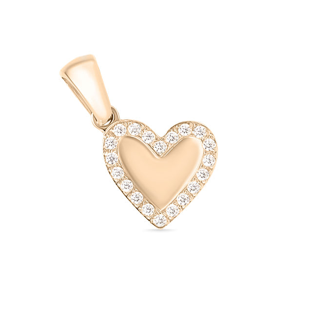 Personalized Heart Charm with CZ | Custom Engraved Pendant