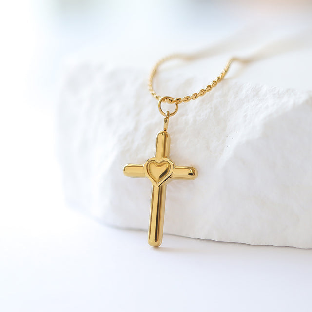 Cross Heart Charm - Faith Pendant | Peace & Petals