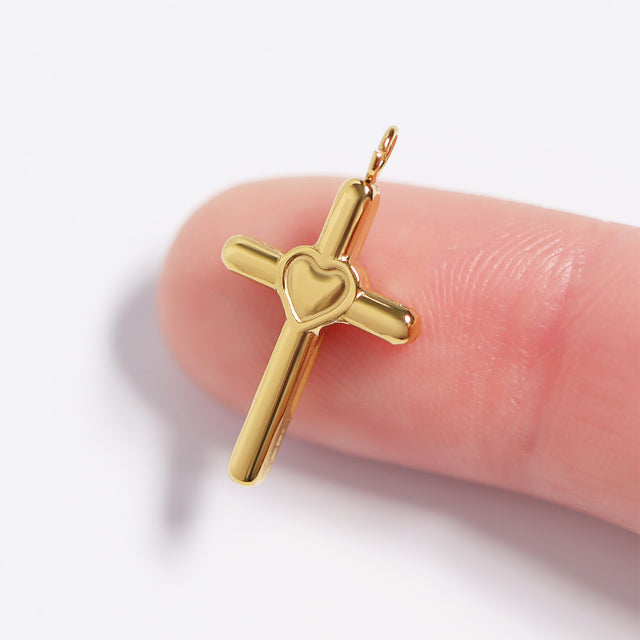 Cross Heart Charm - Faith Pendant | Peace & Petals