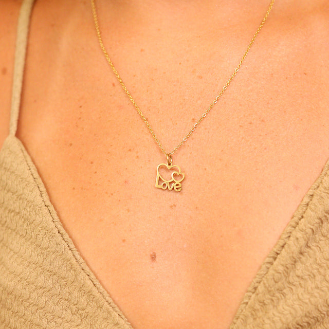 Double-Heart Charm - Interlocking Hearts Necklace | Peace & Petals