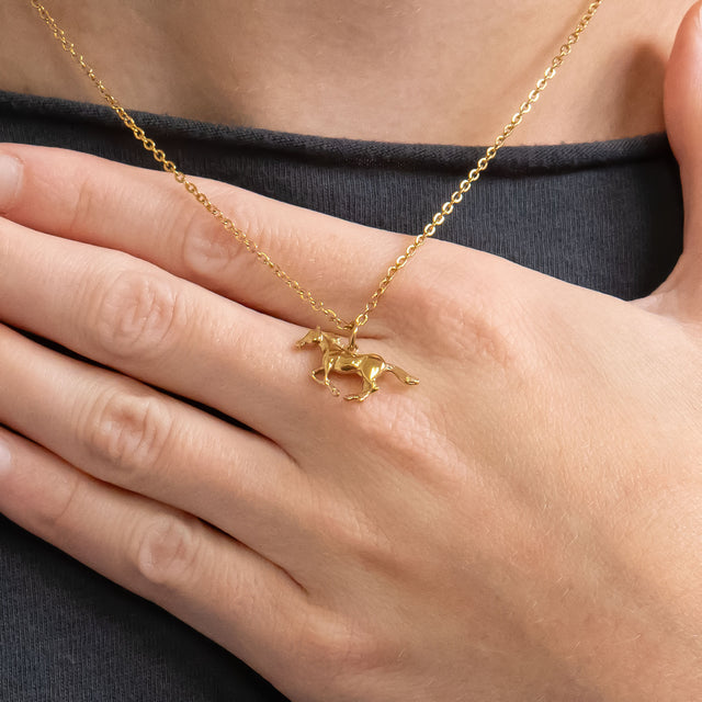 orse Charm - 18K Gold & Silver Equestrian Pendant | Peace & Petals