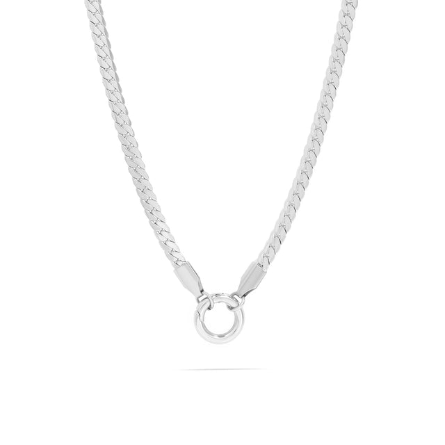 Gold Herringbone Charm Holder Necklace | 18K Gold PVD or Silver | Peace & Petals