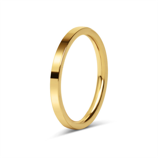Personalized Flat-Edge Ring - Custom Engraved Band | 18K Gold PVD or Silver | Peace & Petals