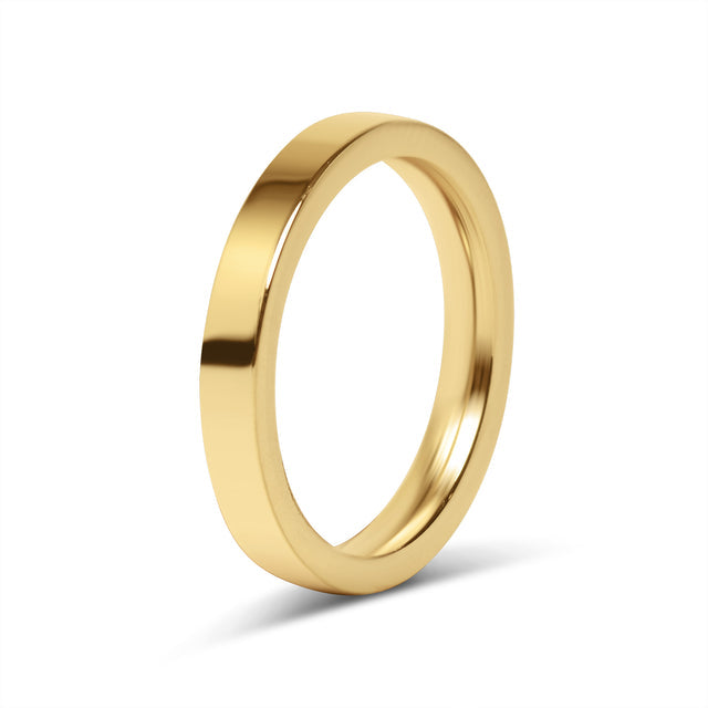 Personalized Flat-Edge Ring - Custom Engraved Band | 18K Gold PVD or Silver | Peace & Petals