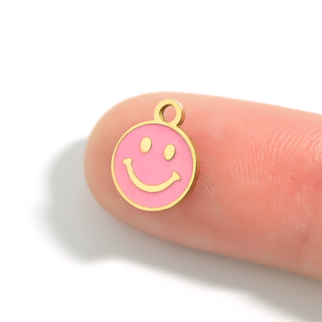 Pink Smiley Face Charm - Happy Vibes Jewelry | Peace & Petals