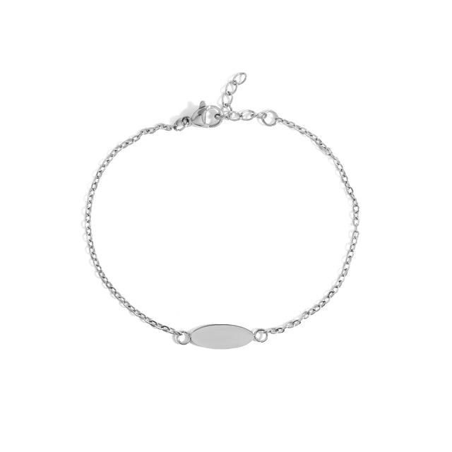 Personalized Oval Bracelet - Custom Engraved Gift | Peace & Petals