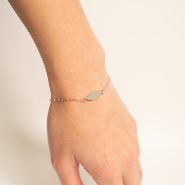 Personalized Oval Bracelet - Custom Engraved Gift | Peace & Petals