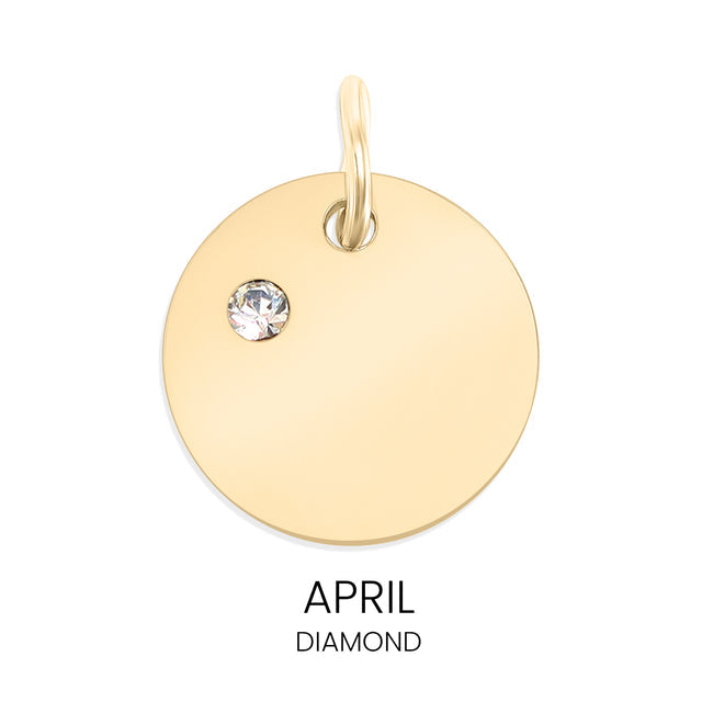 Personalized Birthstone Circle Charm - Custom Engravable Pendant | Peace & Petals