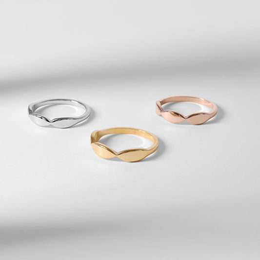 Engravable Sculpted Ring | 18K Gold PVD, Silver, Rose Gold | Peace & Petals