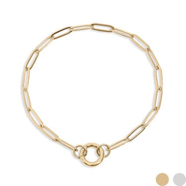 Paperclip with Charm Keeper Bracelet - Gold