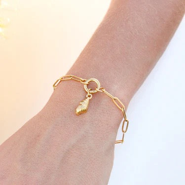 Paperclip with Charm Keeper Bracelet - Gold