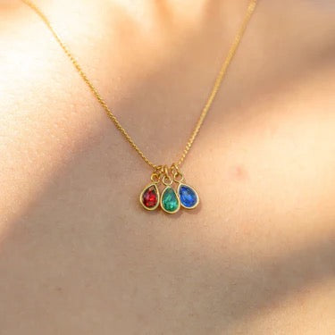 Teardrop Birthstone Charm Necklace