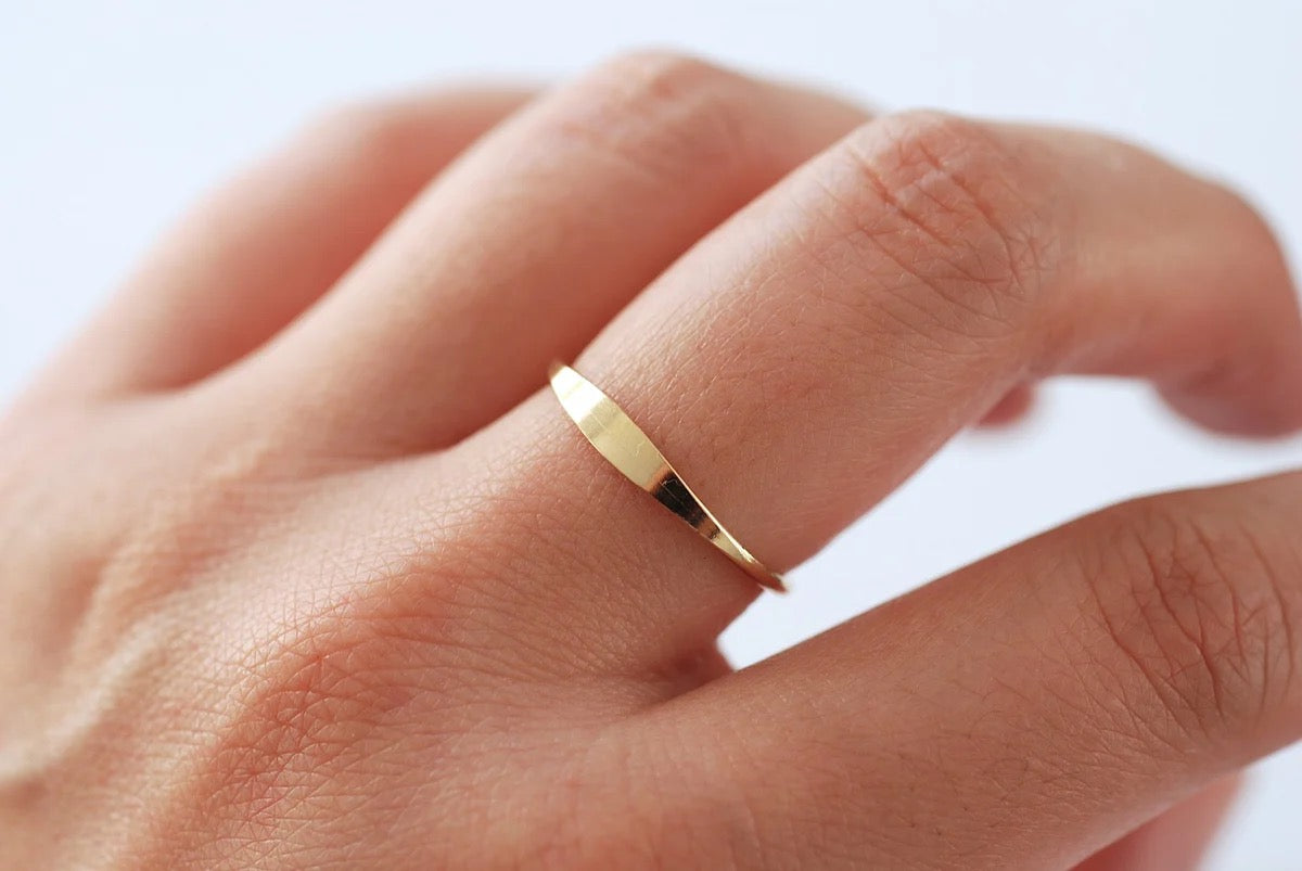 Signet Stacking Ring, 14k Gold Filled, Engravable