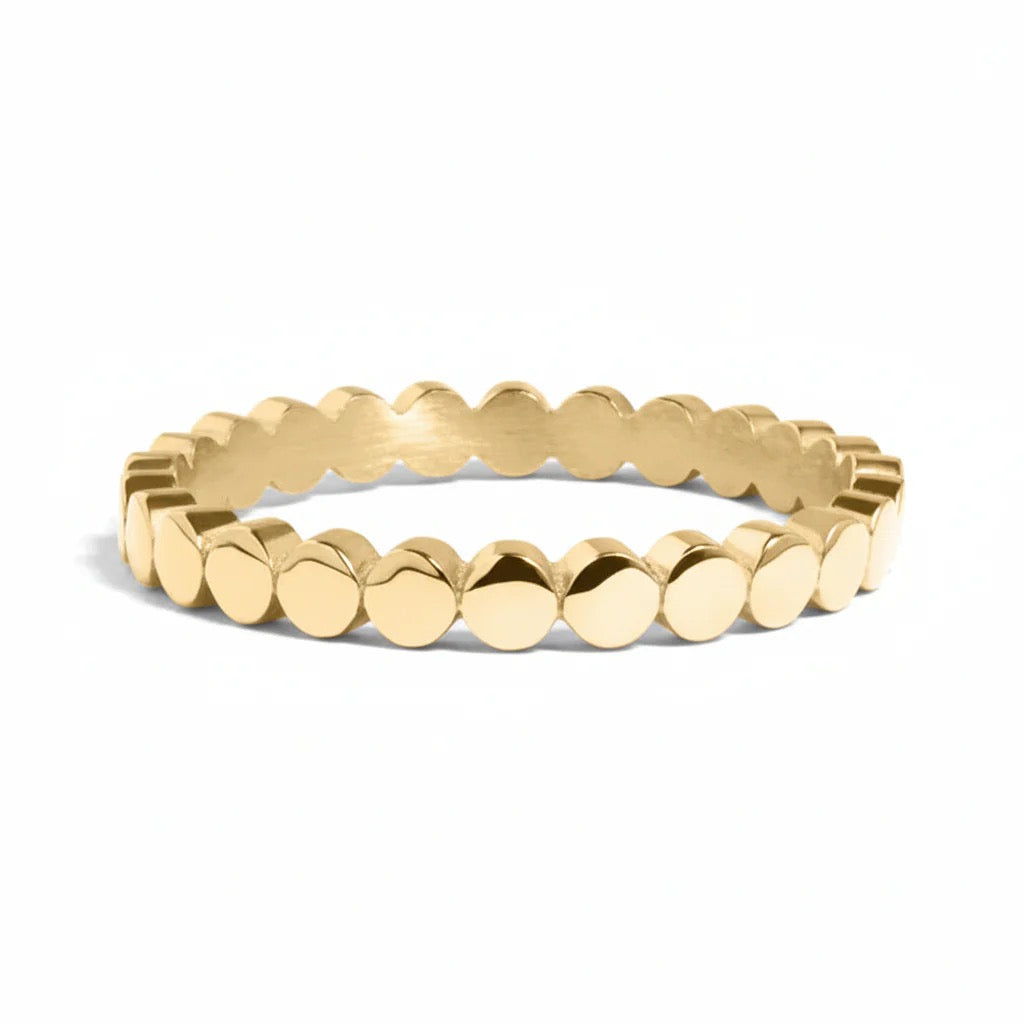 Engraved Name Ring & Beaded Stacker Set | 18K Gold PVD