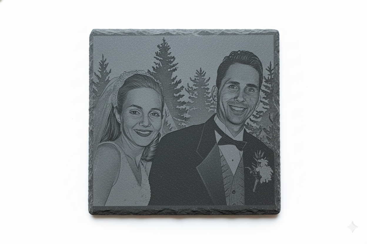 Custom Photo Engraved Slate Coasters - Preserve your memories