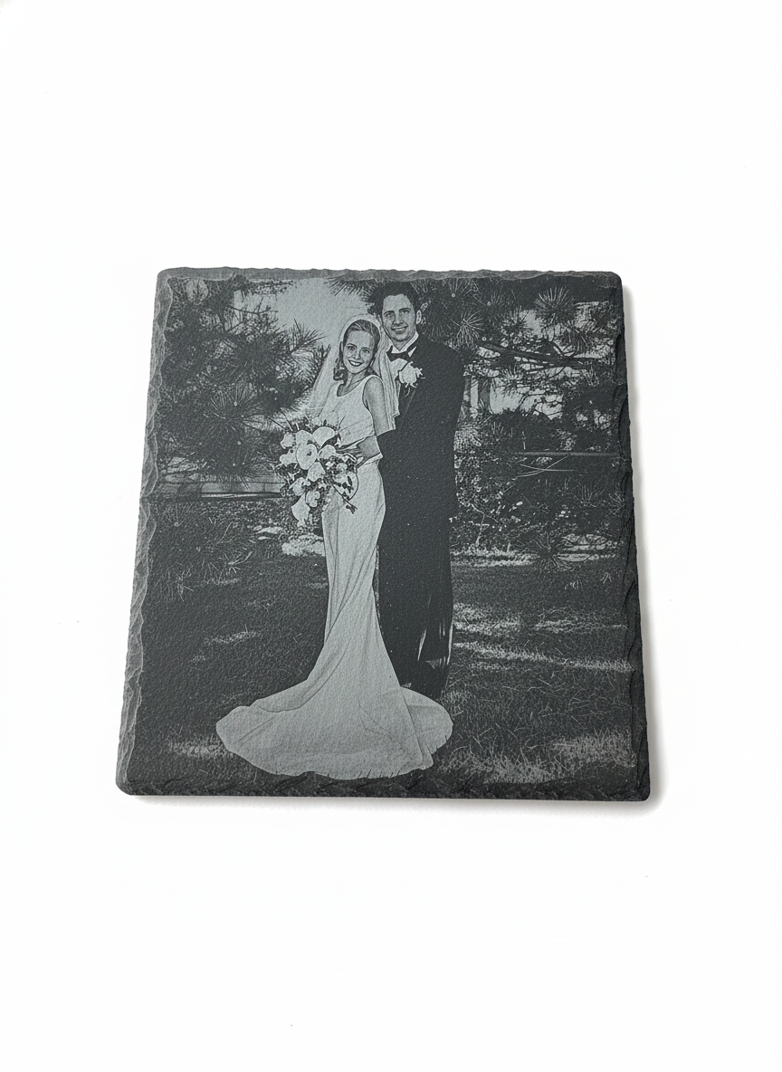 Custom Photo Engraved Slate Coasters - Preserve your memories