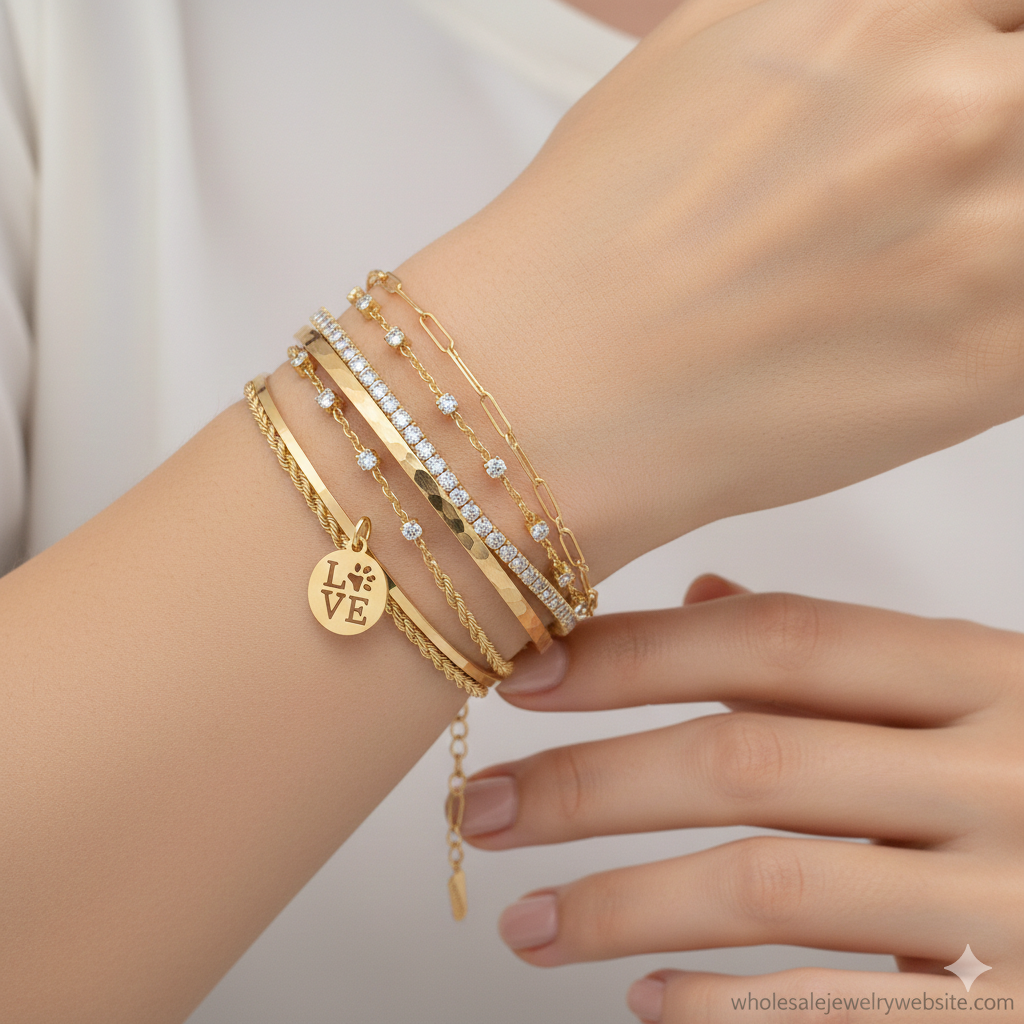 Pawprint Love Layered Bracelet