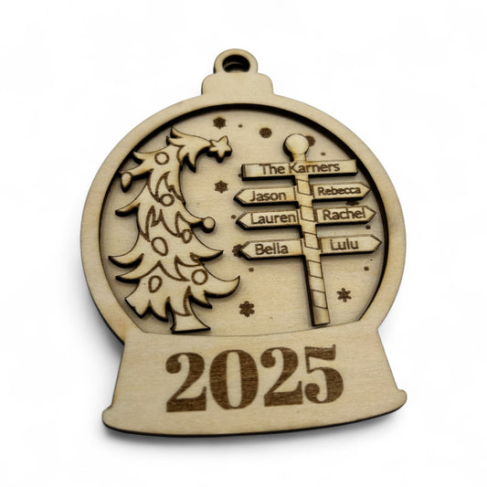 Christmas Family Snowglobe 2025 Ornament