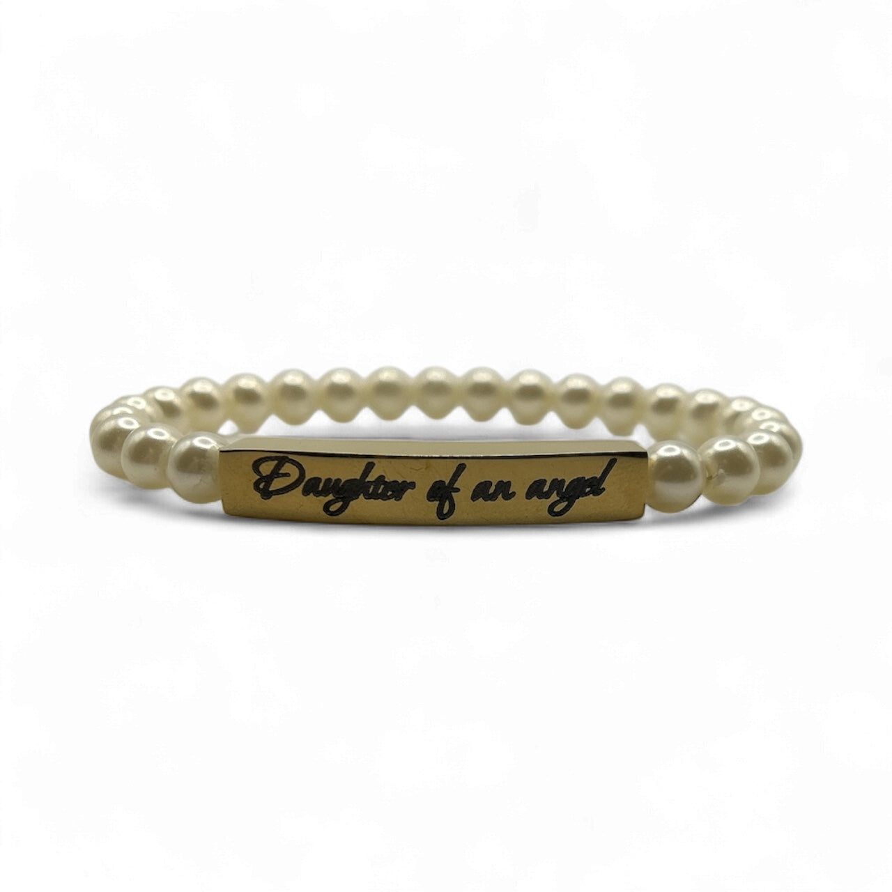 Pearl of My Heart ID Bracelet, Engravable 18K Gold PVD Stainless Steel