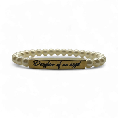 Pearl of My Heart ID Bracelet, Engravable 18K Gold PVD Stainless Steel
