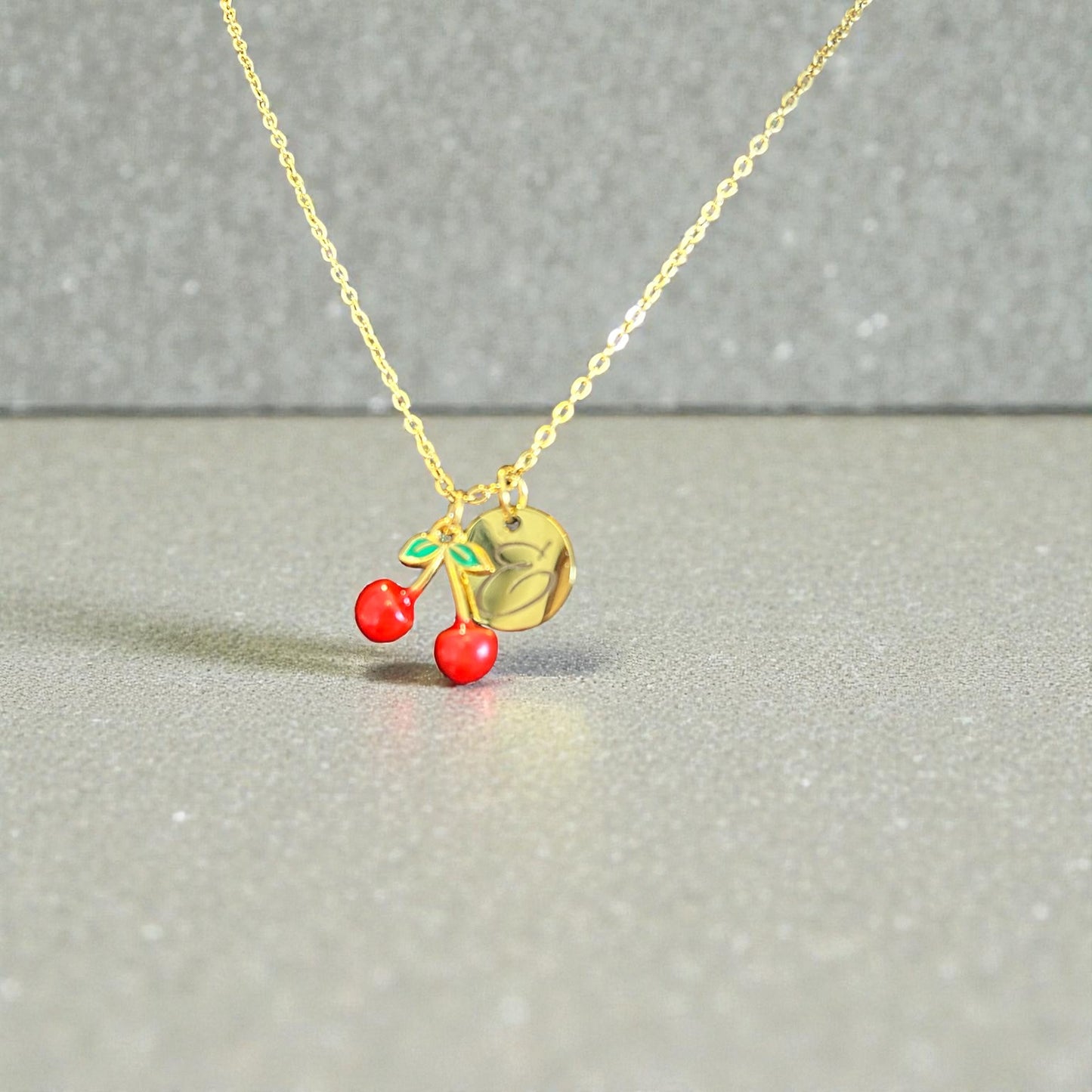 Red Cherry Charm | 18K Gold PVD or Silver Finish| | Peace & Petals