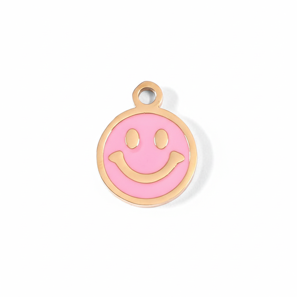 Pink Smiley Face Charm - Happy Vibes Jewelry | Peace & Petals