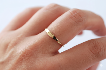 Signet Stacking Ring, 14k Gold Filled, Engravable