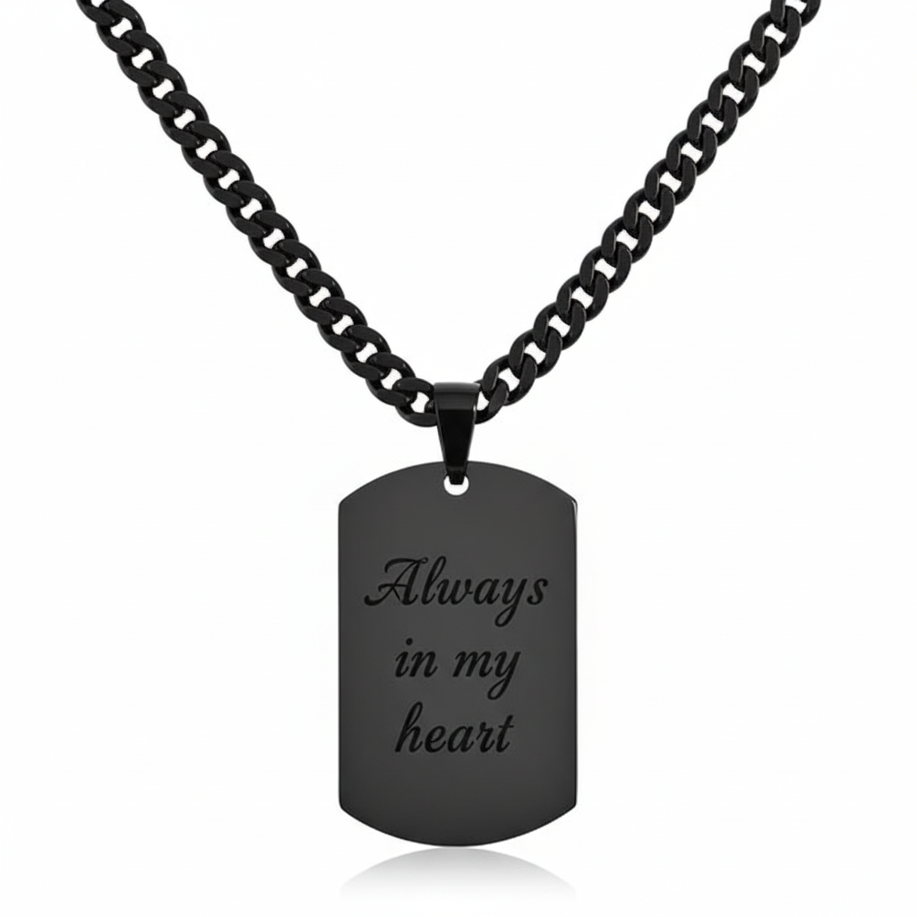 Always in my heart engraved necklace