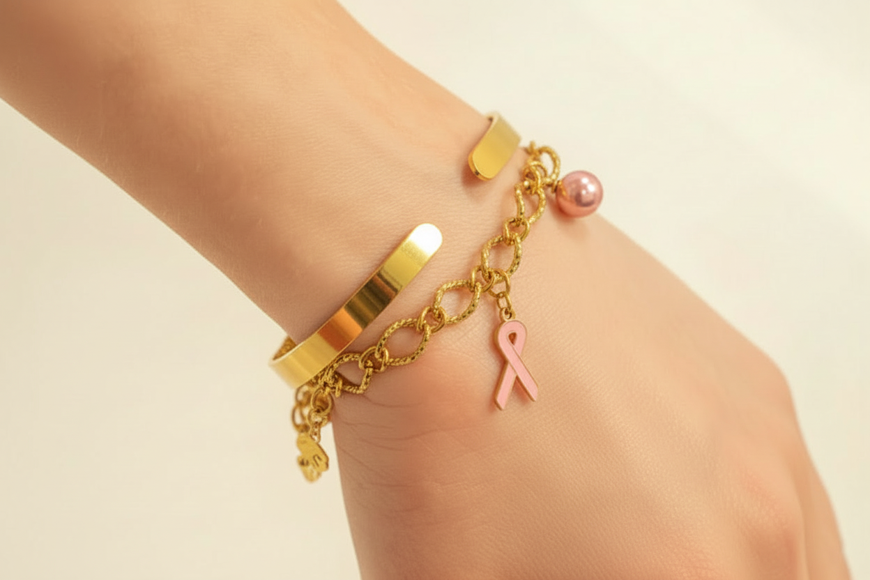 Bracelet with plain gold cuff