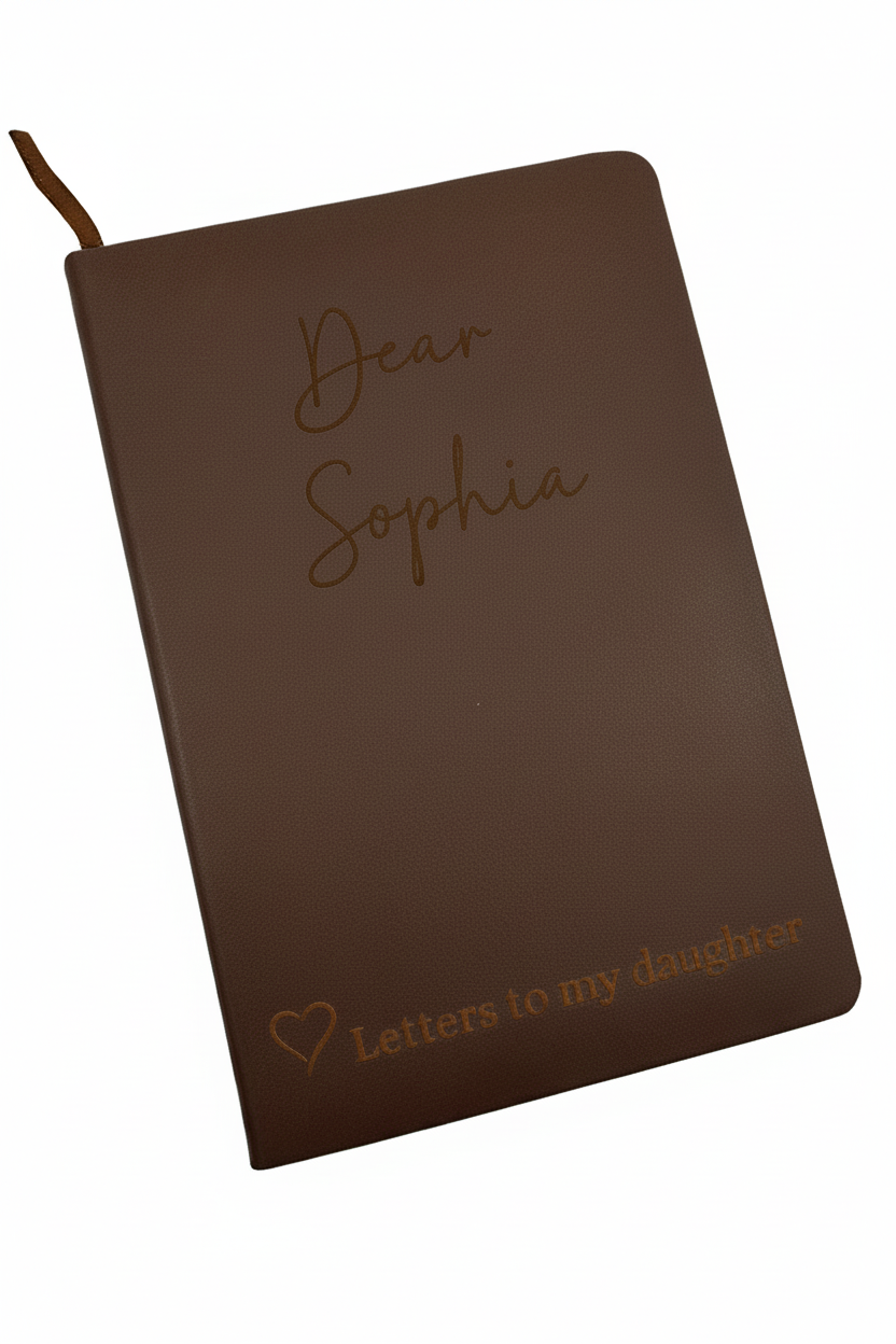 Chocolate brown journal on white background