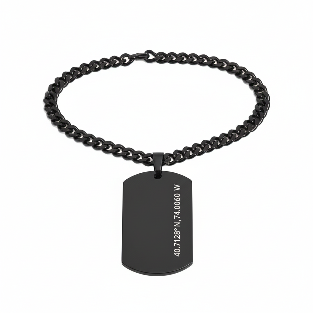 Coordinates engraved necklace