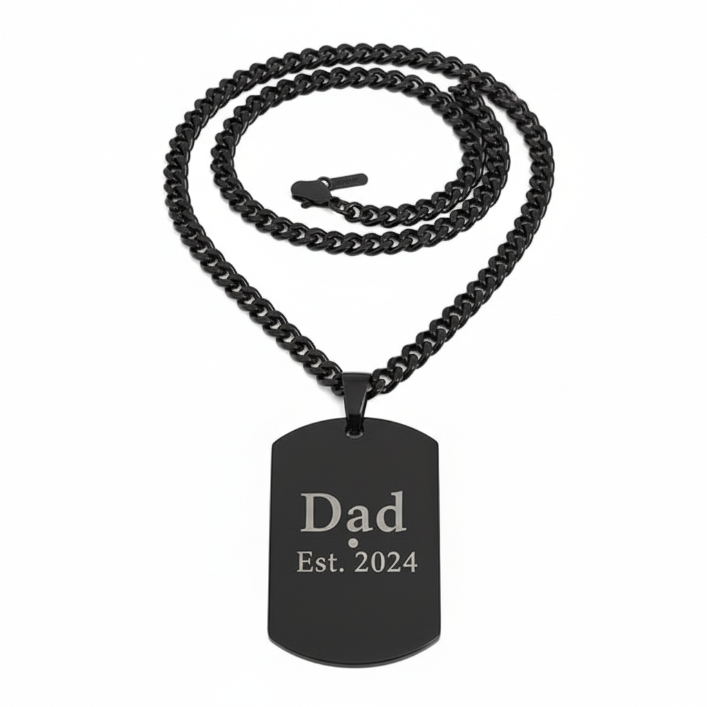 Dad Est. 2024 engraved necklace