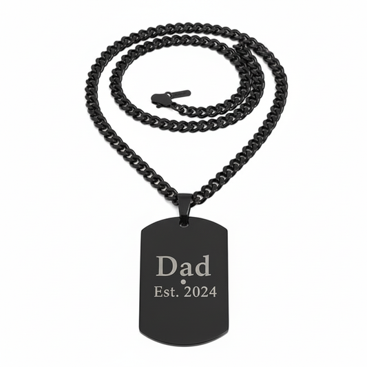 Dad Est. 2024 engraved necklace