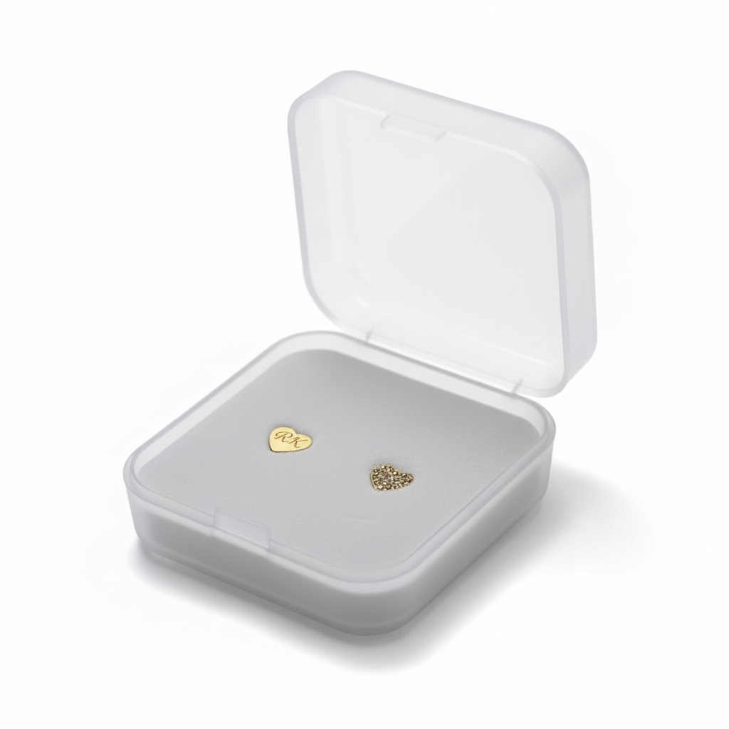 Engraved heart charm in jewelry case