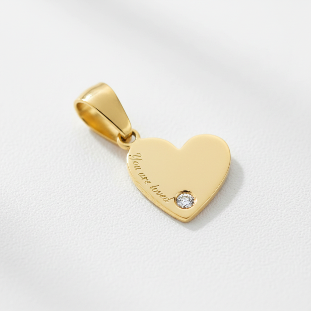 Engraved heart charm