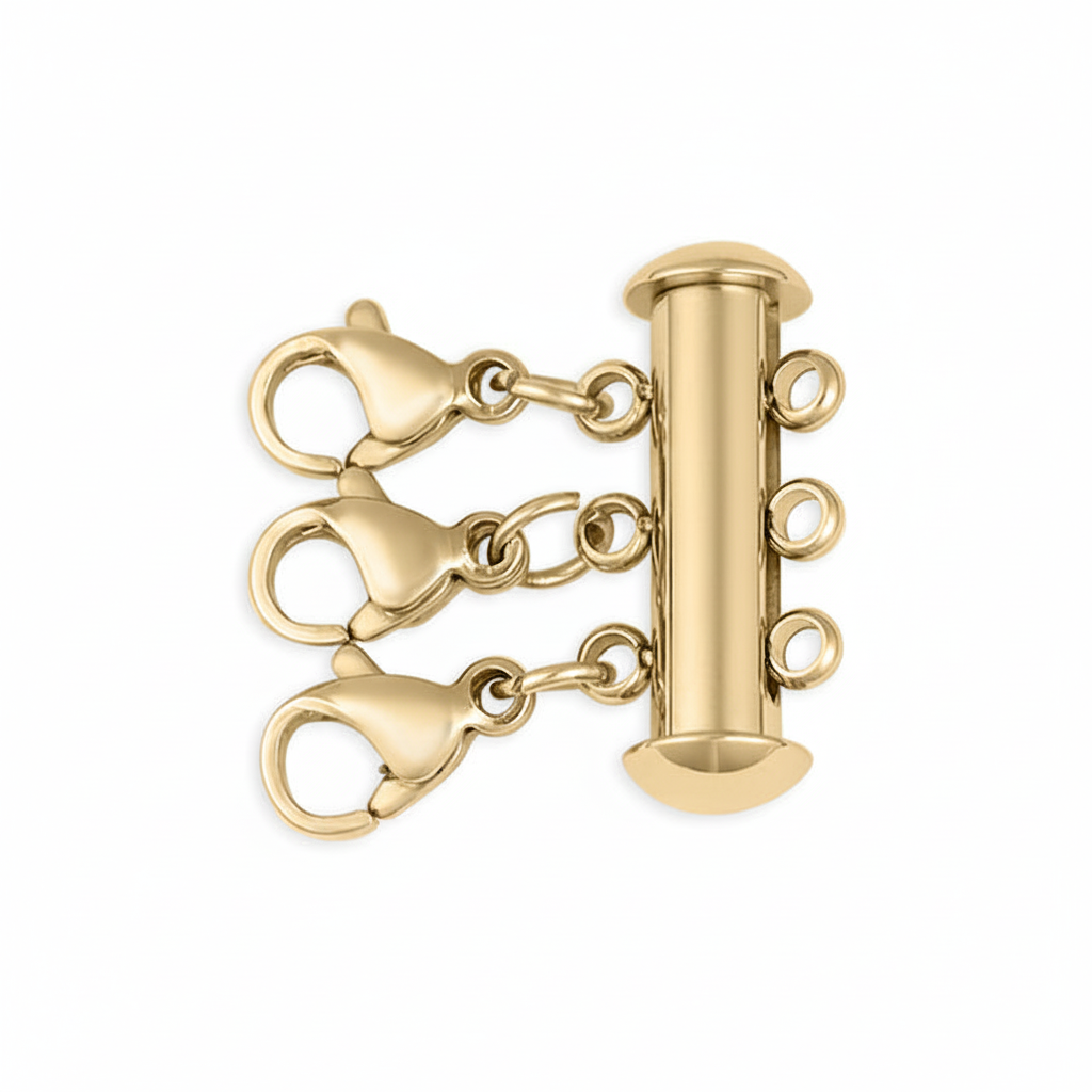 Gold clasp on white background