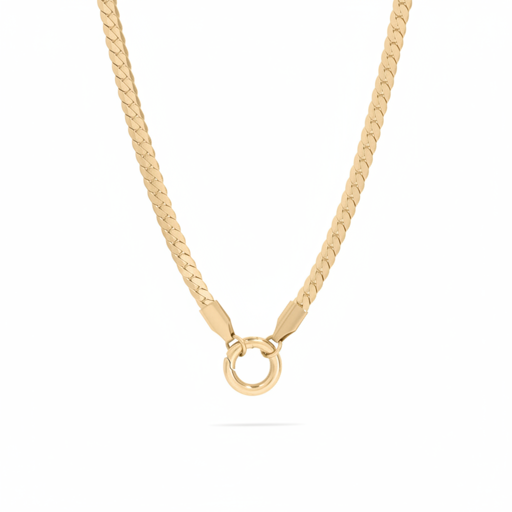 Gold herringbone chain necklace without pendant