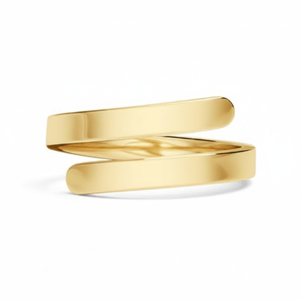 Gold wrap ring on white background