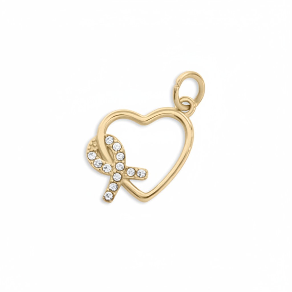 Heart charm with butterfly on white background
