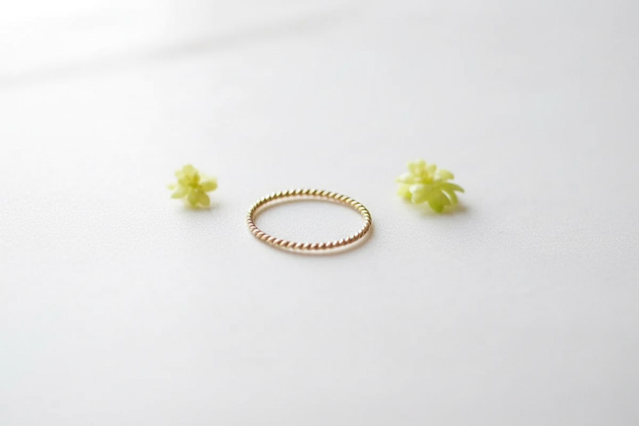 Minimalist Twist Ring - Angle View