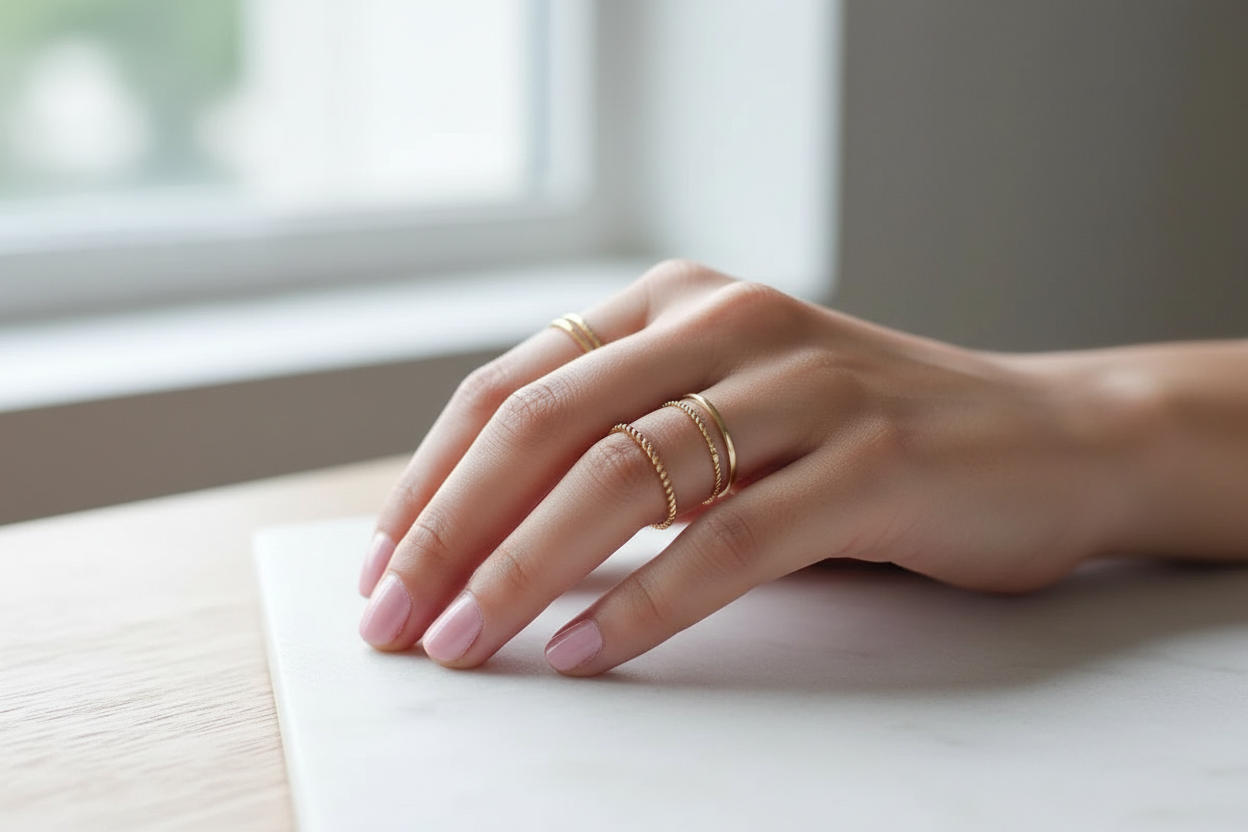 Minimalist Twist Ring - Stacked Lifestyle