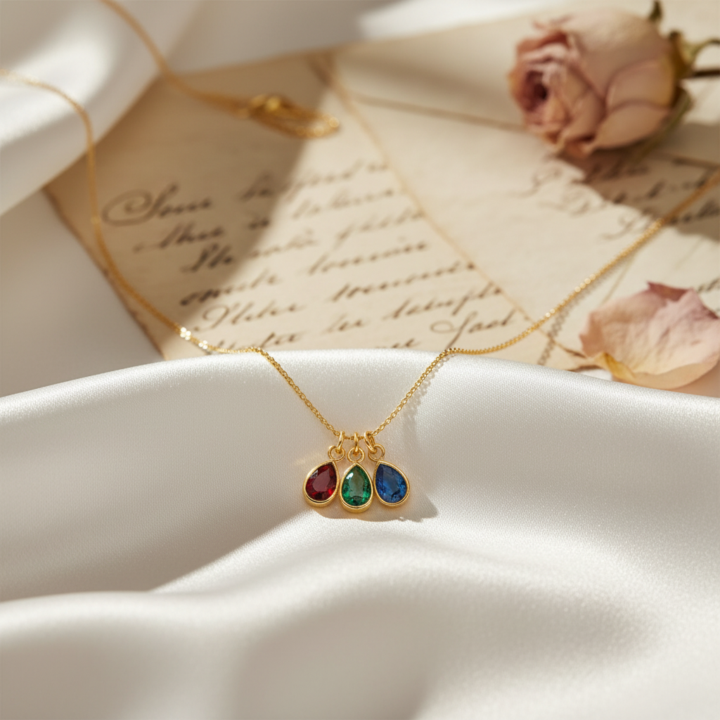 Necklace on silk with love letter