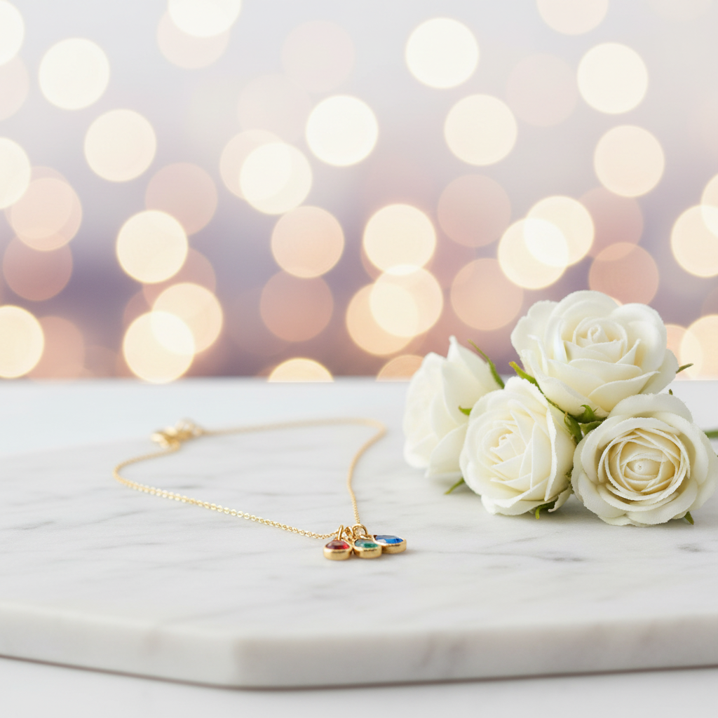 Necklace with bokeh and roses
