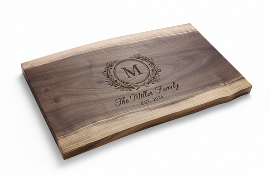 Personalized engraved cutting board mockup