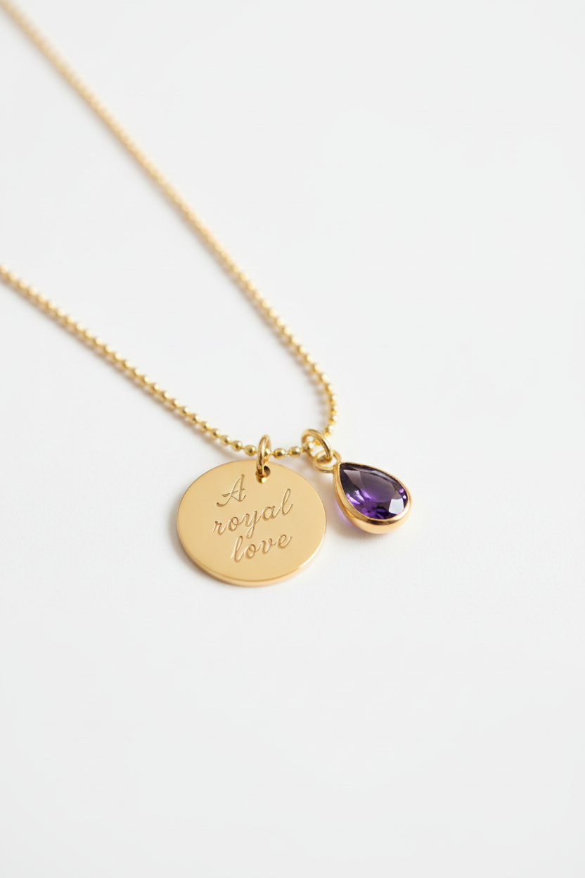 Personalized necklace with A royal love in new font